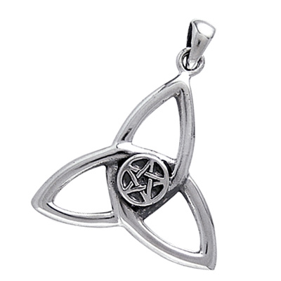 Billede af Vedhæng med Triquetra - Treenighedssymbolet og Pentagrammet - 31mm - u/kæde