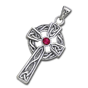 Billede af Keltisk kors med Rubin - 47mm - u/kæde