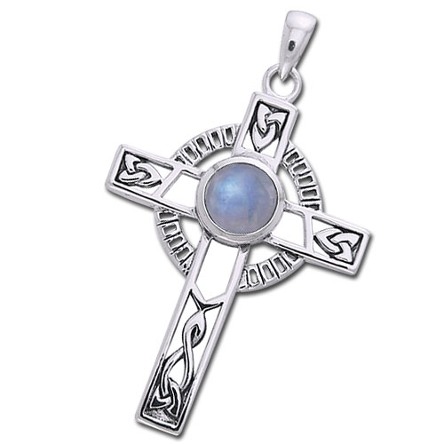 Billede af Keltisk kors med Månesten - 40mm - u/kæde