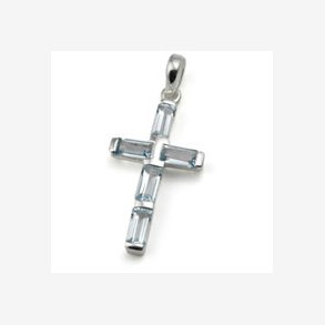 Kors med 5 bl topas - 44mm - u/kde