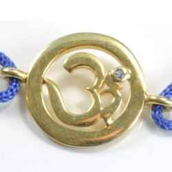 Chakra Aum Armbnd - 5 Chakra - med Safir - 14mm - Forgyldt