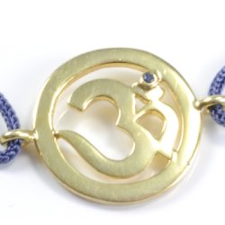 Chakra Aum Armbnd - 6 Chakra - med Safir - 18mm - Forgyldt