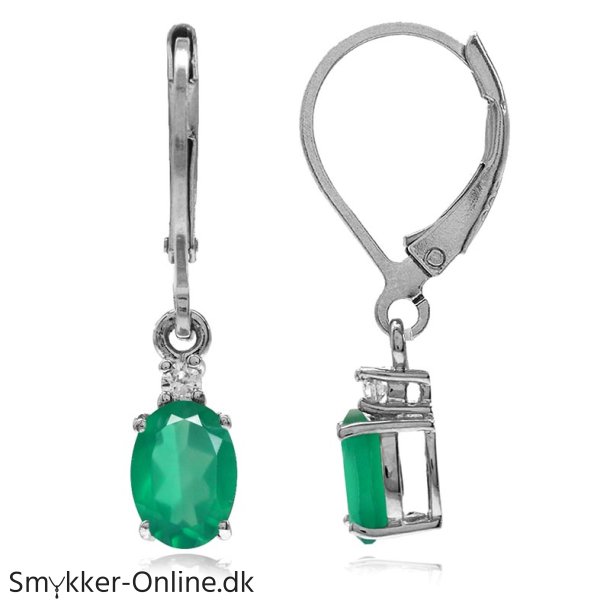 reringe med Grn Agat - 26mm - pr par