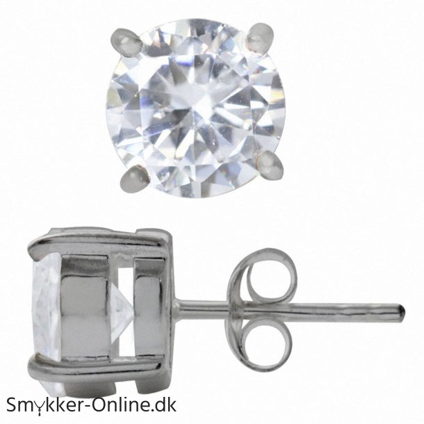 restikker med Klar Zirkonia - 8mm - pr par