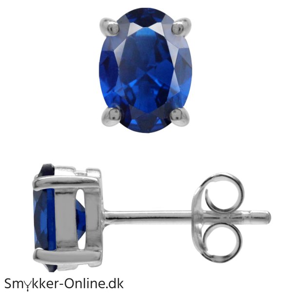 restikker med Safir - 7X5mm - pr par