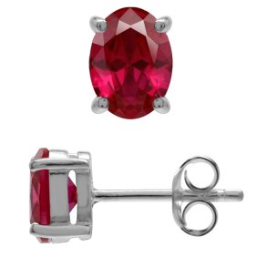 restikker med Rubin - 7X5mm - pr par