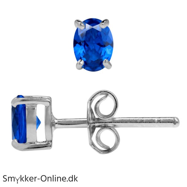 restikker med Safir - 5X4mm - pr par