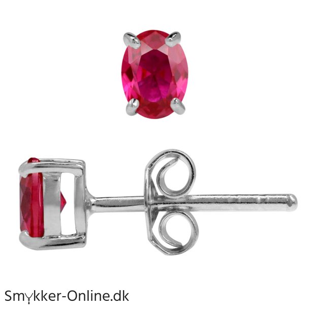 restikker med Rubin - 5X4mm - pr par