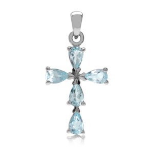 Kors med 5 Bl Topas - 25mm - u/kde