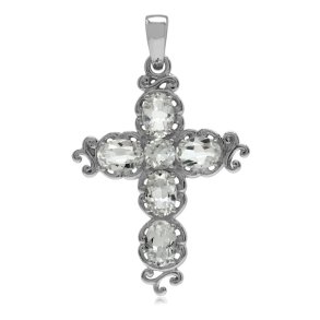 Kors med Hvid Topas - 37mm - u/kde