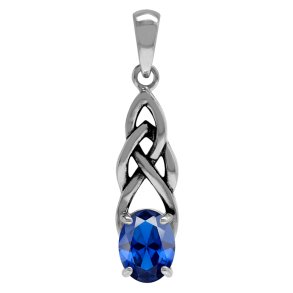 Keltisk vedhng med Safir- 30mm - u/kde