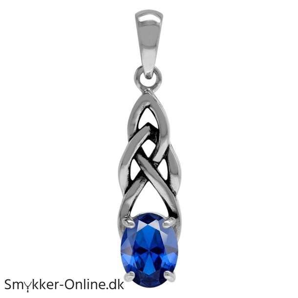 Keltisk vedhng med Safir- 30mm - u/kde