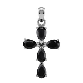 Kors med 5 Sort Onyx - 25mm - u/kde