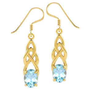 reringe med Bl Topas - 32mm - pr par - Forgyldt