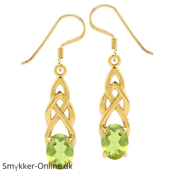reringe med Peridot - 32mm - pr par - Forgyldt