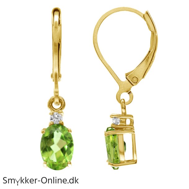 reringe med Peridot - 26mm - pr par - Forgyldt