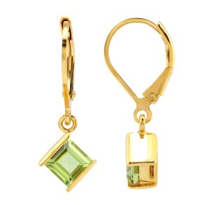 reringe med Peridot - 25mm - pr par - Forgyldt