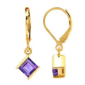 reringe med Ametyst - 25mm - pr par - Forgyldt