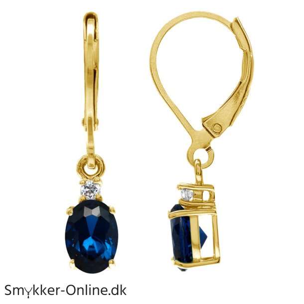 reringe med Safir - 26mm - pr par - Forgyldt