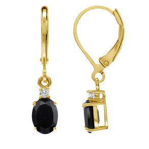 reringe med Sort Onyx - 26mm - pr par - Forgyldt