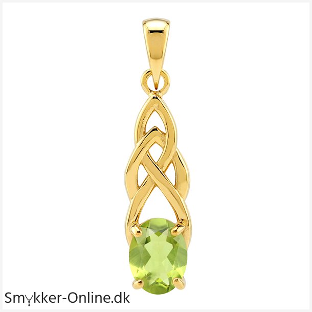 Keltisk vedhng med Peridot - 30mm - u/kde - Forgyldt