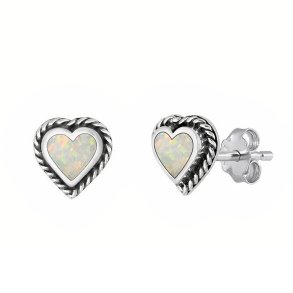 Hjerte restikker med Opal - pr par