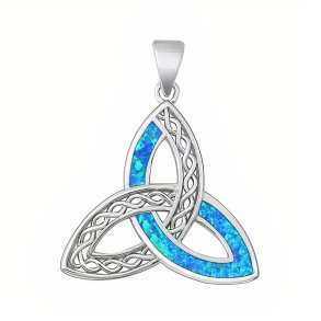 Vedhng med Triquetra - Treenighedssymbolet og Opal - 30mm - u/kde