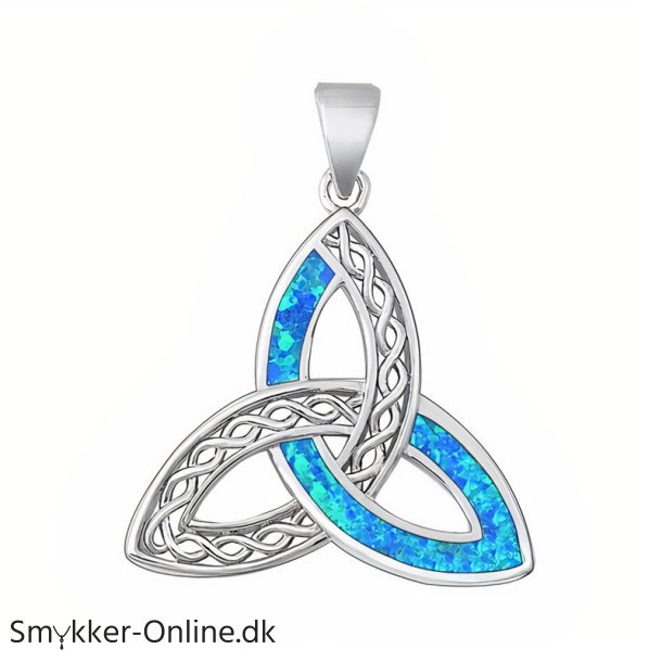 Vedhng med Triquetra - Treenighedssymbolet og Opal - 30mm - u/kde