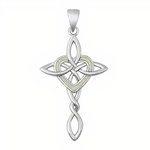 Keltisk kors med hjerte i Opal - 40mm - u/kde