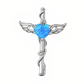 Caduceus vedhng med Opal Hjerte - 31mm - u/kde