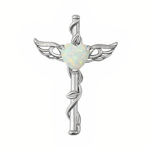 Caduceus vedhng med Opal Hjerte - 31mm - u/kde