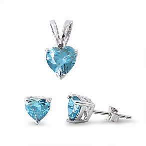 Hjerte smykkest med Lys bl Zirkonia - u/kde