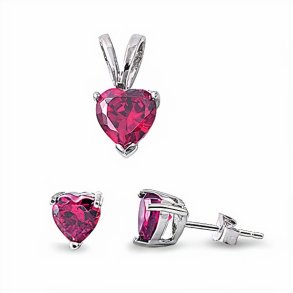 Hjerte smykkest med Rd Zirkonia - u/kde