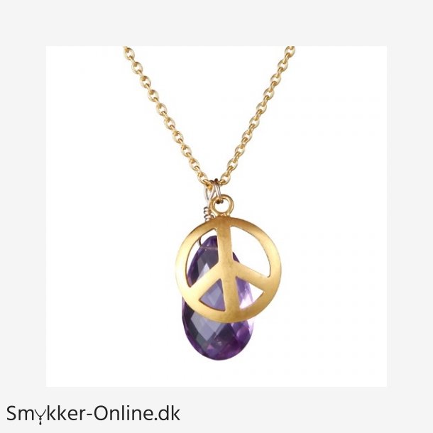 Vedhng med Ametyst og Peace tegn - m/ kde