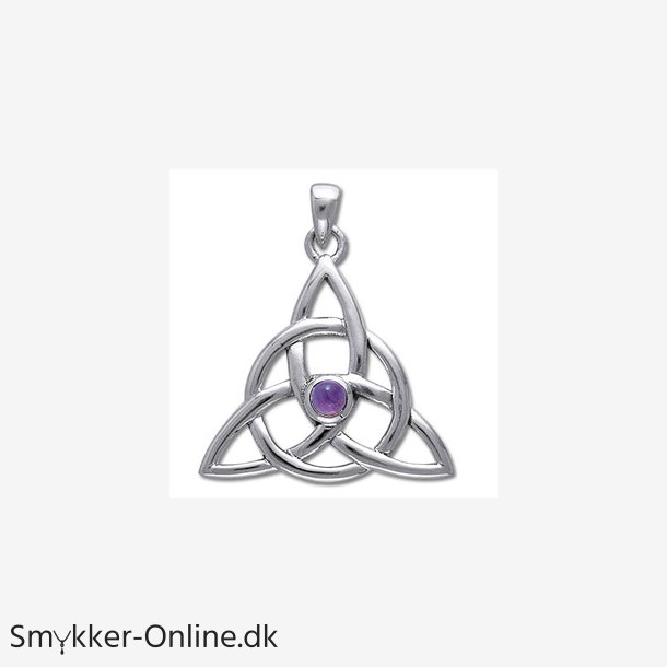 Vedhng med Triquetra - Treenighedssymbolet og Ametyst - 35mm - u/kde