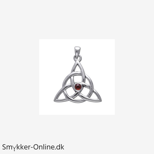 Vedhng med Triquetra - Treenighedssymbolet og Rd Granat - 35mm - u/kde