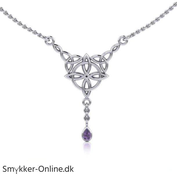 Halsk�de med Keltisk 4 punkts knude og Ametyst