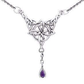Halskde med Keltisk 4 punkts knude og Ametyst