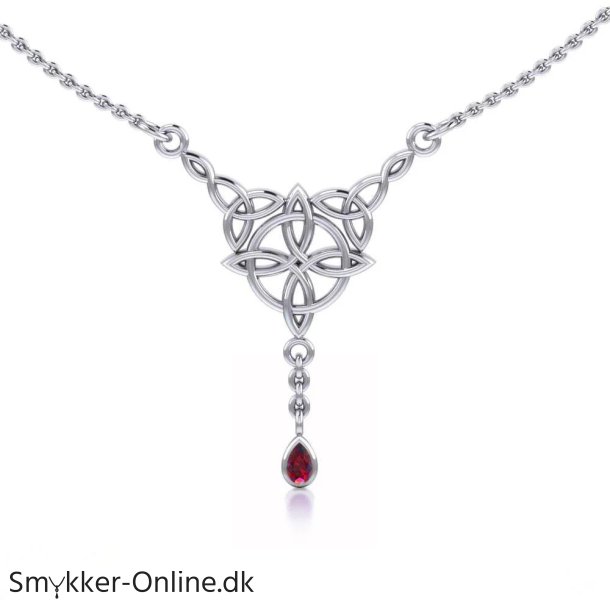 Halsk�de med Keltisk 4 punkts knude og Rubin