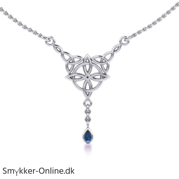 Halsk�de med Keltisk 4 punkts knude og Safir
