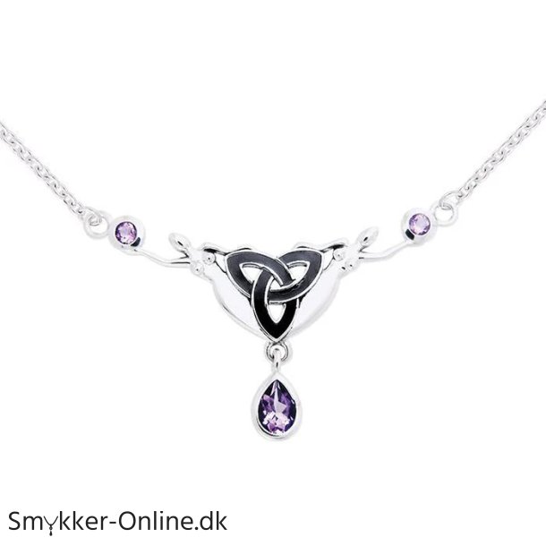 Halsk�de med Triquetra - Treenighedssymbolet og Ametyst
