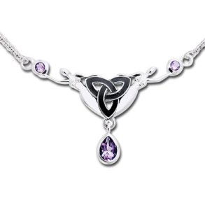 Halskde med Triquetra - Treenighedssymbolet og Ametyst