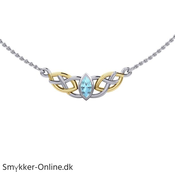 Halsk�de med Keltiske knuder og Bl� Topas