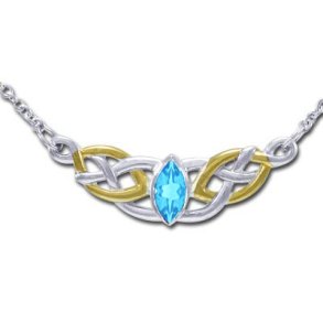 Halskde med Keltiske knuder og Bl Topas