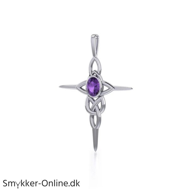 Keltisk kors med Ametyst - 43mm - u/k�de