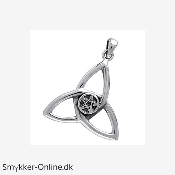 Vedhng med Triquetra - Treenighedssymbolet og Pentagrammet - 31mm - u/kde
