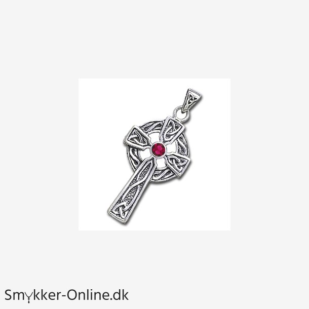 Keltisk kors med Rubin - 47mm - u/kde