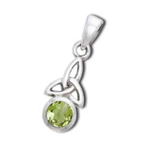 Vedhng med Triquetra - Treenighedssymbolet og Peridot - 24mm - u/kde