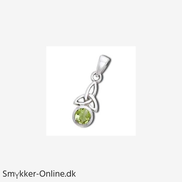 Vedhng med Triquetra - Treenighedssymbolet og Peridot - 24mm - u/kde