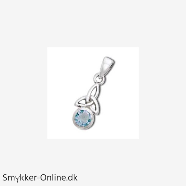 Vedhng med Triquetra - Treenighedssymbolet og Aquamarin - 24mm - u/kde